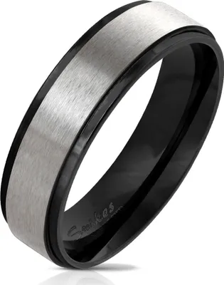 Produktbild von viva-adorno Gr. 60 (19,1 mm Ø) Damen & Herren Edelstahl Ring Partnerring Verlobungsring matt gebürstete Mitte RS57,Schwarz mit Silber matt,
