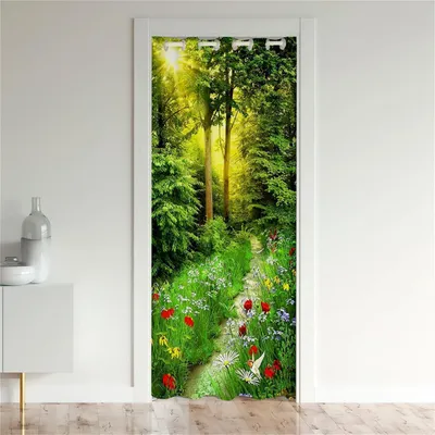 Produktbild von Verdunklungsvorhänge mit Ösen Waldmuster 167x228 cm Blume Pflanze