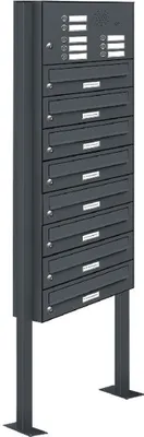 Produktbild von 8er Briefkasten Standanlage Freistehend RAL 7016 Anthrazit Klingel
