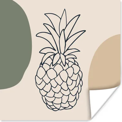 Produktbild von MuchoWow® Poster Obst - Pastell - Ananas 50x50 cm - Wohnzimmerdekoration