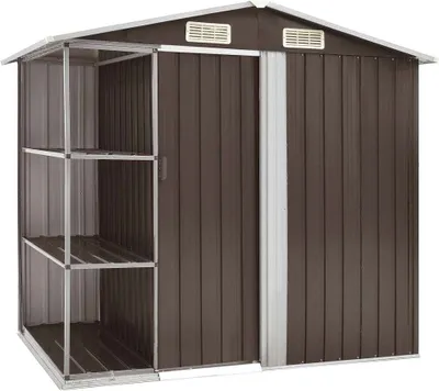 Image de Abri de jardin avec étagère Marron 205x130x183 cm Fer