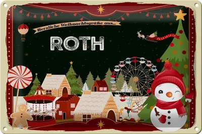 Produktbild von Blechschild Weihnachten Grüße aus ROTH 30x20cm