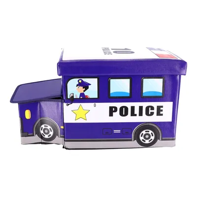 Produktbild von Spielzeugcontainer mit Pouffe - Polizeiauto