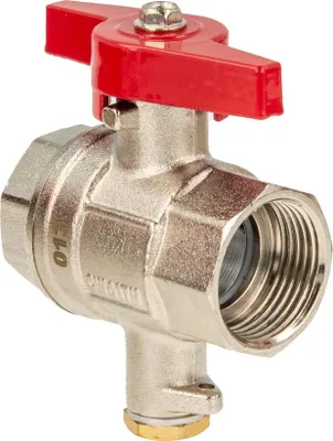 Produktbild von tecuro Kugelhahn mit Messfühleranschluss M10 x 1 mm, 3/4 Zoll IG/IG, MS-vernickelt, Flügelgriff
