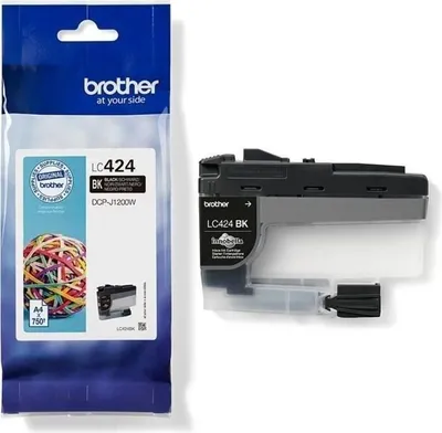Produktbild von Tintenpatrone, Brother LC424BK, Schwarz, Hohe Kapazität, 750 Seiten, für DCP-J1200W