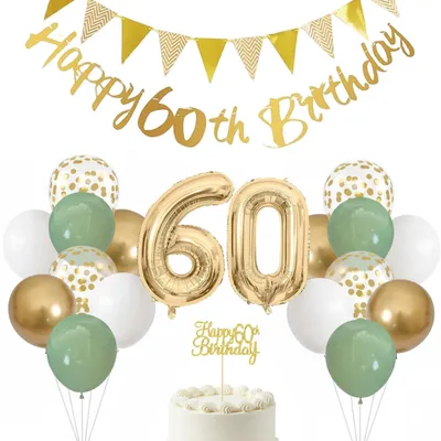 Image de Décorations pour fêtes d'anniversaire - Avec le chiffre 60 - Pour célébrations d'anniversaire
