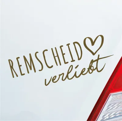 Produktbild von Auto Aufkleber Remscheid verliebt Herz Stadt Heimat Liebe Car 19x7 cm Gold Sticker Heckscheibenaufkleber