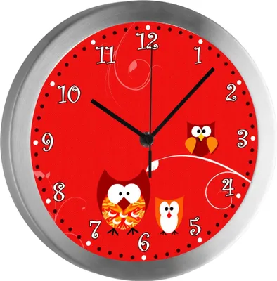 Produktbild von Funkuhr, Kinder Wanduhr, Kinderuhr, Kinderzimmer Eule rot