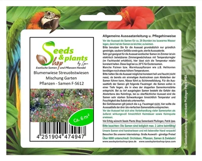 Zdjęcie produktu dla 6 m² łąka kwiatowa lub mieszanka roślin ogrodowych - nasiona F-S612