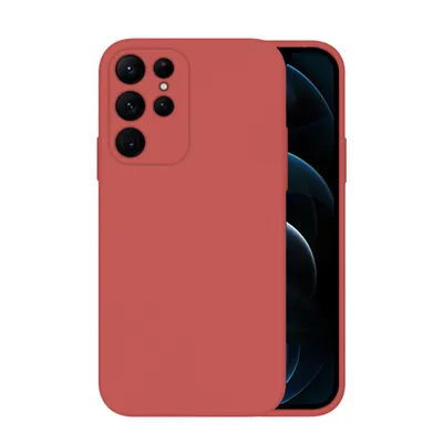 Produktbild von Hülle für Samsung Galaxy S22 Ultra mit 9H Displayglas Displayschutz Plus Case Cover Bumper Silikon Softgrip Schutzhülle Farbe: Rot