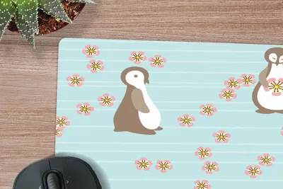 Produktbild von MuchoWow® Mauspad Mousepad Blumen - Gestaltung - Pinguin 30x30 cm - Mousepads - Maus Mat - Pad - Mausunterlage - Gaming