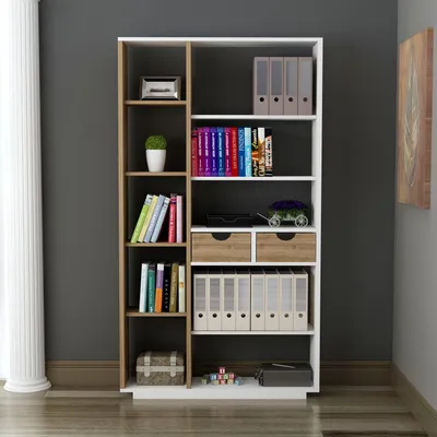 Obrázok produktu pre Skye Decor, Regál - Mubede (biela + orech)