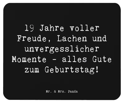 Produktbild von Mr. & Mrs. Panda Mouse Pad Spruch 19. Geburtstag Freude - Schwarz - Geschenk, besondere Erinnerungen, Happy Birthday, mauspad pc, unvergessliche Momente, laptop, schöne