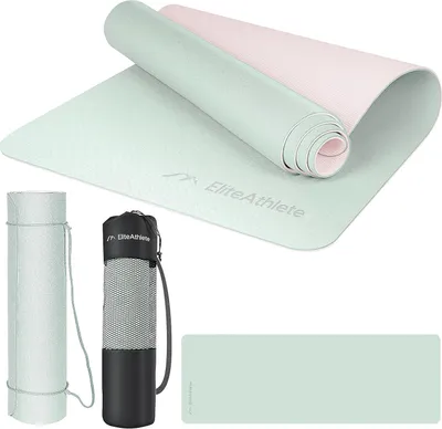 Obrázok produktu pre Protišmyková podložka na jogu, 183 x 61 cm, hrúbka 0,6 cm, s popruhom na prenášanie, vhodná na fitness a pilates