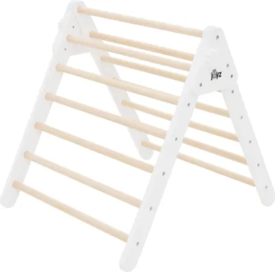 Obrázok produktu pre Joyz lezecký trojuholník pre deti od 2 rokov, biely, vnútorná preliezačka z masívneho dreva, Pikler trojuholník, Montessori hračka