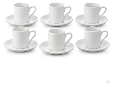 Zdjęcie produktu dla Zestaw 6 filiżanek Mini o pojemności 70 ml – kolor biały, porcelana, marki inspire