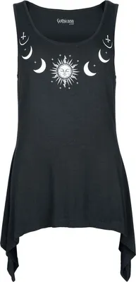 Produktbild von Gothicana by EMP Damen schwarzes Top mit Sonne und Mond Frontprint L