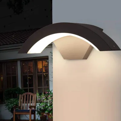 Image de Lampes murales extérieures Capteur de mouvement 12W Crépuscule vers le bas Lampes murales extérieures IP65 Luminaires étanches, demi-lune