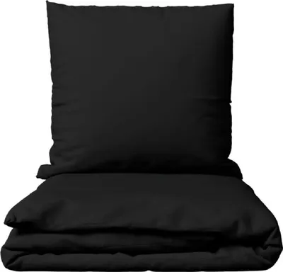 Produktbild von Bettwäsche Set Baumwolle Schwarz Renforce 135x200 cm 100% Baumwolle mit Reißverschluss Uni
