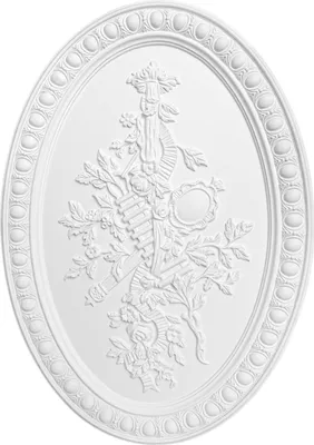 Produktbild von Wandrelief | vorgrundiertes schlagfestes Polyurethane | Bild | Barock | Verzierung | weiß | Polyurethan| Hexim Perfect | 500 x 350 mm | K4095