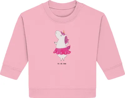Produktbild von Mr. & Mrs. Panda Organic Baby Pullover Einhorn Ballerina 24. - 36. Monat - Baumwolle Pink - Geschenk, Einhörner, Wohnung, Bullover, Party, Unicorn, Geburtstag