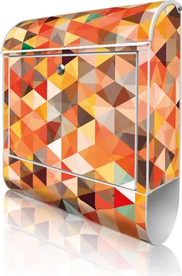 Zdjęcie produktu dla banjado design skrzynka na listy stalowa biała z przegrodą na gazety malowana proszkowo "Kaleidoscope" 38x46x12,5cm & 2 klucze - Skrzynka pocztowa A4 z materiałem montażowym [BKW 10403]