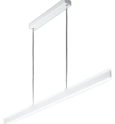 Imagen del producto de Lámpara colgante LED, serie 6998, en aluminio blanco, 48 W, 3648 lúmenes, temperatura de color ajustable, regulable, difusor satinado, 121,6 cm - Perenz