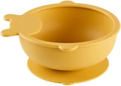 Obrázok produktu pre Miska na detskú výživu s prísavkou, Thermobaby, silikón, medovožltá, protišmyková, vhodná do mikrovlnnej rúry a umývačky riadu