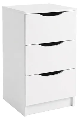 Image de Ponte - Commode, 71x40x40h cm Blanc, 3 Tiroirs