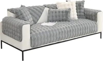 Immagine prodotto di Morbidissimo copridivano in peluche, antiscivolo e lavabile in lavatrice, in tessuto di flanella grigio - VELVECO 70x90 cm