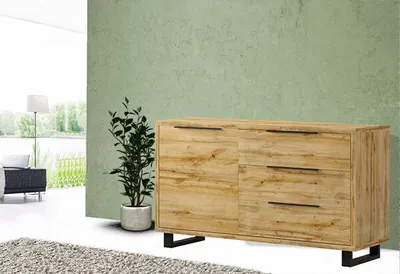 Produktbild von Kommode Halle Sideboard 144x45x83cm Wotan Eiche mit Schubladen