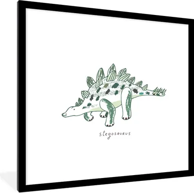 Produktbild von MuchoWow® Gerahmtes Poster Kinderzimmer - Stegosaurus - Dinosaurier - Junge - Mädchen - Kinder 40x40 cm - Poster mit Schwarzem Bilderrahmen Wandposter Rahmen Foto Bilder - Poster - Plakat im Rahmen