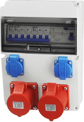 Produktbild von Baustromverteiler Wandverteiler Gartensteckdose 2x32A/5P CEE 2x 230V Schuko Steckdosen Schuko mit LS-Schalter FI-Schalter