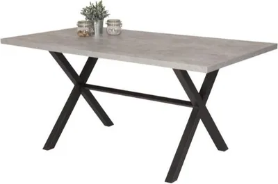 Image de Hela Table à manger Karen II - Plateau de tableReproduction béton - X Bâti métal époxy anthracite - Dimension 160x90cm