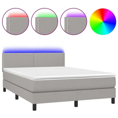 Obrázek produktu pro vidaXL Boxspring postel s matrací a LED světle šedá 140x200 cm látka