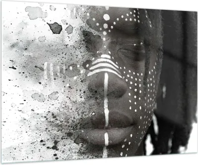 Produktbild von Bilder auf glas - Einteilig - Afrikanisch Autochthon Gesicht - 100x70cm - Glasbilder - Wandbilder - Bilder - Wanddekoration aus Glas - Glas Bilder - Wandbild auf Glas - GAA100x70-4788