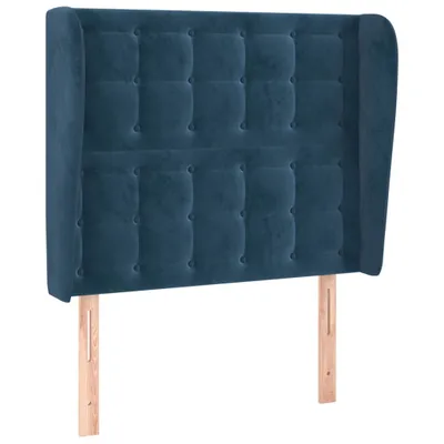 Image de vidaXL Tête de lit avec oreilles bleu foncé 103x23x118/128 cm velours