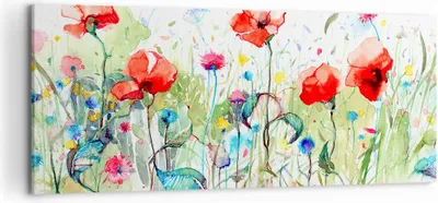 Produktbild von Bild auf Leinwand - Leinwandbild - Blumen Wiese Blatt Natur - 120x50cm - Wand Bild - Wanddeko - Leinwanddruck - Bilder - Kunstdruck - Wanddekoration - Leinwand bilder - Wandkunst - AB120x50-3076