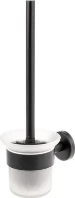 Immagine prodotto di bremermann serie bagno PIAZZA BLACK - set per WC con supporto a parete, in vetro satinato e acciaio inox, nero opaco