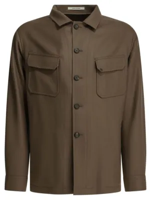 Image de TAGLIATORE surchemise en laine homme marron - 52