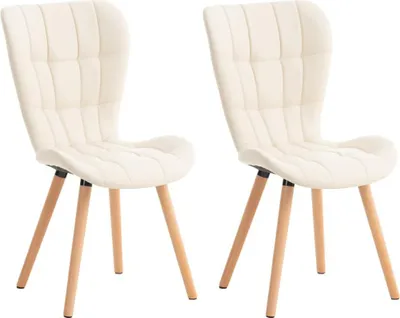 Immagine prodotto di set di 2 sedie da pranzo, sedie da pranzo, imbottitura confortevole, look moderno, colore: crema | materiale: Pelle finta