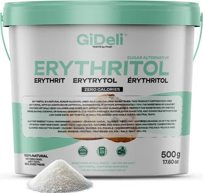 Produktbild von GiDeli Erythritol 500g Eimer Zuckerersatz Natürlich Kalorienarm Premium Süßstoff