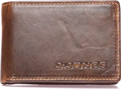 Obrázek produktu pro J Jones Pánská peněženka RFID z pravé kůže Malá přihrádka na mince Zapínání na druk Tmavě hnědá