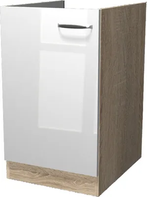 Produktbild von Spülenunterschrank ohne Arbeitsplatte - 50 cm breit - Hochglanz Weiß Sonoma Eiche – Valencia