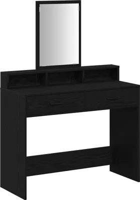 Produktbild von Möbel Schminktisch mit Schubladen in Schwarz und Eiche 100x41x140 cm - Schminktische 865146