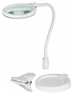Produktbild von Goobay LED-Lupenleuchte mit Sockel und Klemme, 6 W, weiß
