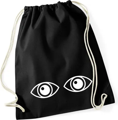 Produktbild von Huuraa Turnbeutel Augen Eyes 12 Liter Black Baumwolle Rucksack Geschenkidee