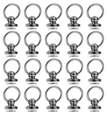 20 Schraubnieten, 7 mm, rund, metallic schwarz, für Leder