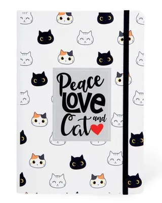 Productafbeelding van Notitieboekje A5 met harde kaft, met kattenprint - I-Total, 96 pagina's