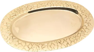 Produktbild von Kerzenteller Oval 14x8cm Innen Messing Massiv Gold Dekoteller mit Rand Tablett